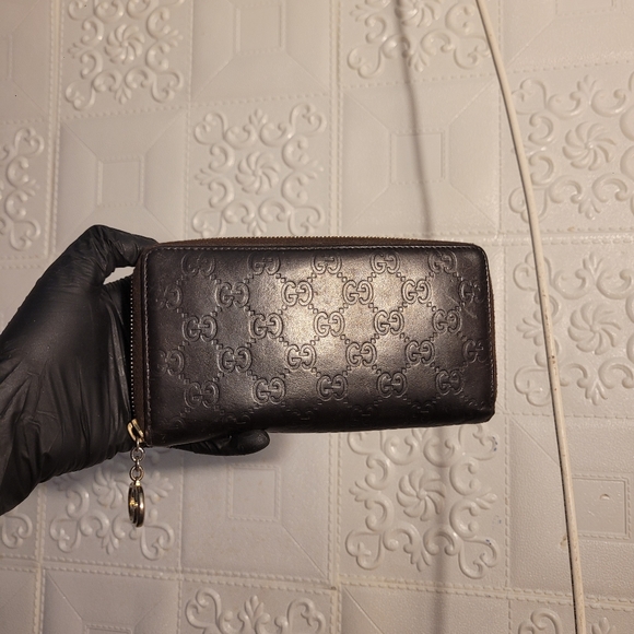 GUCCI Bee GG Interlocking Monogram Guccisima Brown Zippy Wallet AUTHENTIC - Picture 3 of 13